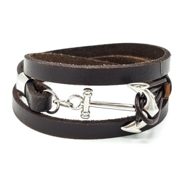 Anchor Genuine Leather  Bracelet Double Wrap – Me066
