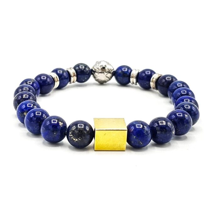 Lion Head with Silver Spacer And Blue Natural Lapis Beads – Me047