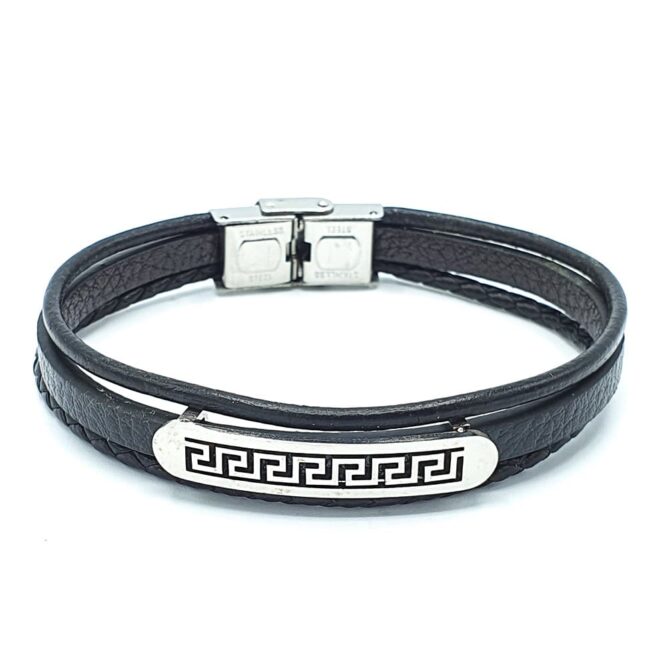 Me1060 – Leather bracelet with Versace rectangle