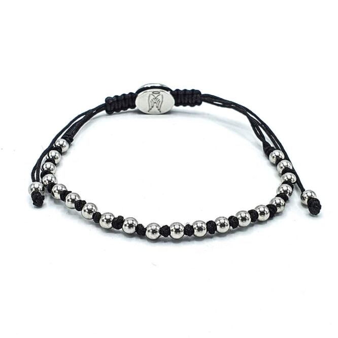 Stainless Steel Balls and Knotted Cord Shamballa Bracelet  – Me062