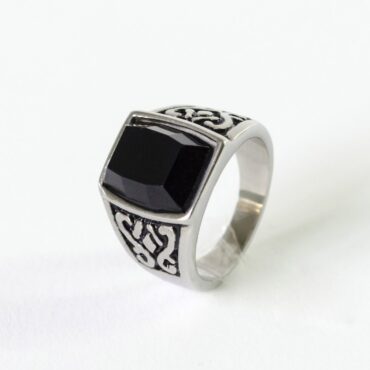 Black Onyx Stainless Steel Ring – Me084