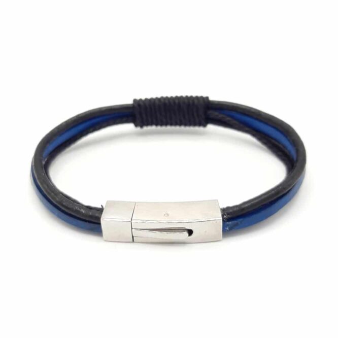 Me1016 – Black & blue leather bracelet