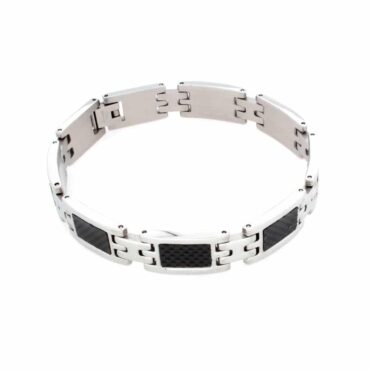 Me977 – Stainless steel with Black rectangle bracelet
