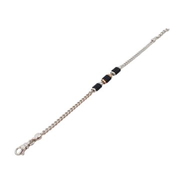 Me681 – Silver Black Rubber Rings Bracelet