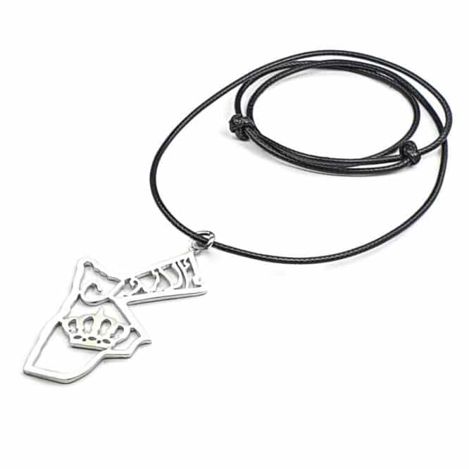 Me1271 – Silver Pendants Jordan map with Leather String