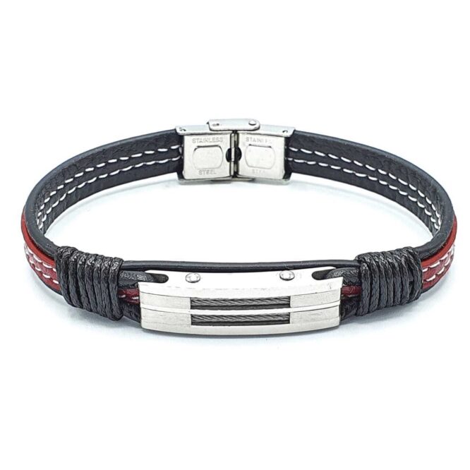 Me1216 – Black and Red leather bracelet