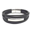 Me1329 –  Leather bracelet with a rectangle stainless steel