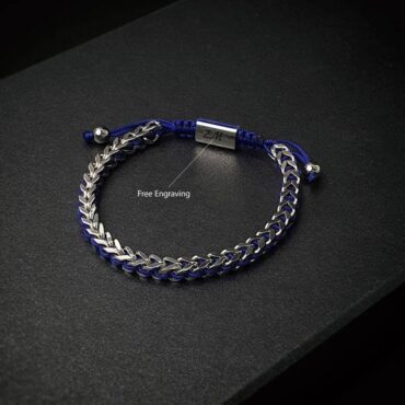 Me1451- Chain Stainless Steel / Blue String Bracelet