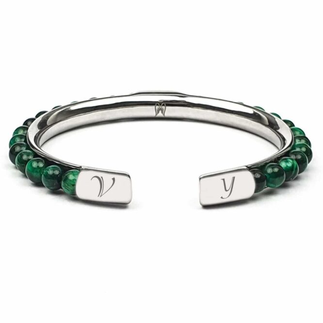 Me1446 – Green Tiger Eye Stone  with Stainless steel bracelet