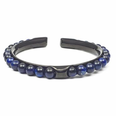 Me1449 – Blue Tiger Eye Stone  with Black Stainless steel bracelet