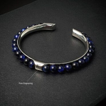 Me1450 – Blue Tiger Eye Stone  with Stainless steel bracelet