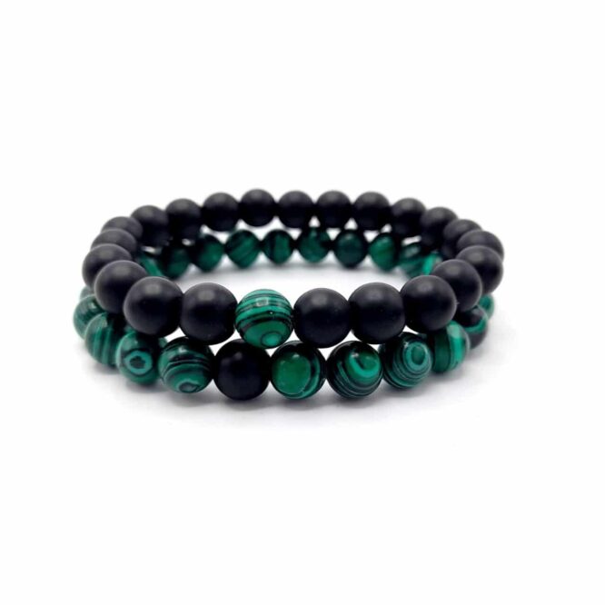 Me1484 -Double Green & Black Beads bracelet