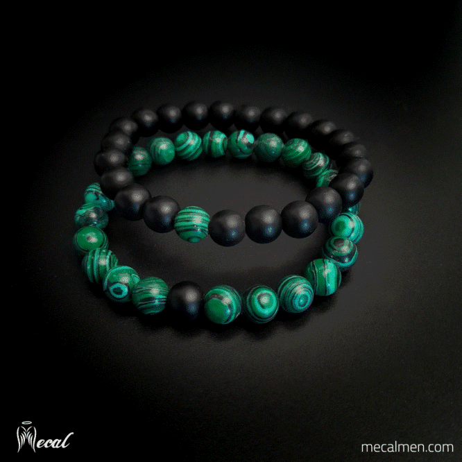 Me1484 -Double Green & Black Beads bracelet