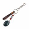 Me1527 – Brown genuine Leather with Green Stone keychain