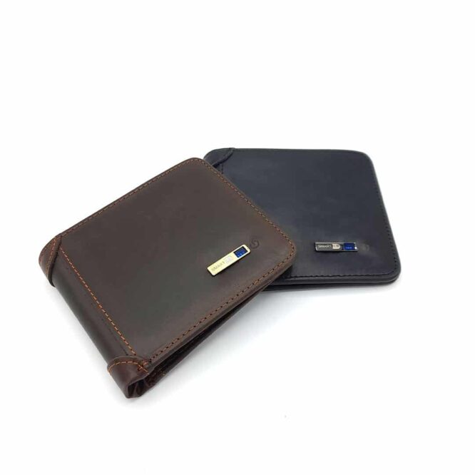 Me1572- Brown/Black Leather Mecal Smart Wallet-genuine leather