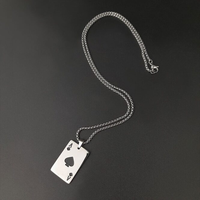 Me1576 –  Playing Cards Necklace Stainless Steel