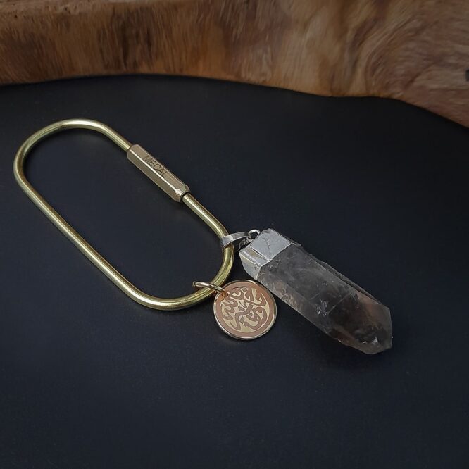 Me1585 – Gray Stone keychain With Solid Brass Ring