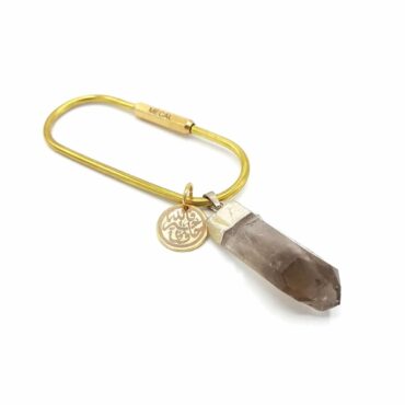 Me1585 – Gray Stone keychain With Solid Brass Ring