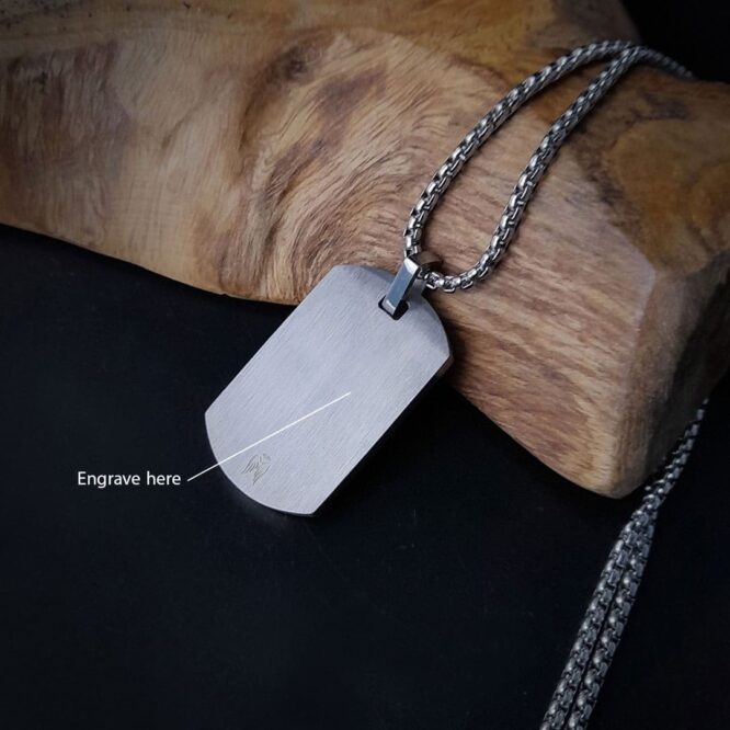 Me1628  – Hammered Tag Necklace Stainless Steel