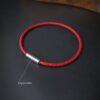 Me1608- Red genuine Braided leather Bracelet with Black /Gold/Silver Lock Steel