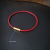 Me1608- Red genuine Braided leather Bracelet with Black /Gold/Silver Lock Steel