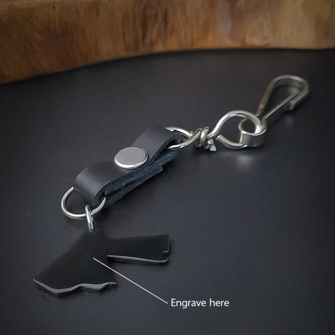 Me1649 – Jordan Map Unisex Keychain Stainless Steel with genuine leather