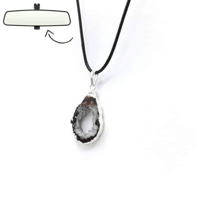 Me1695 –  Agate Natural Stone  with Silver Electro Plated Car Pendant