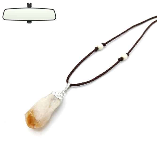 Me1702 – Genuine rough crystal  with Silver Electro Plated Car Pendant