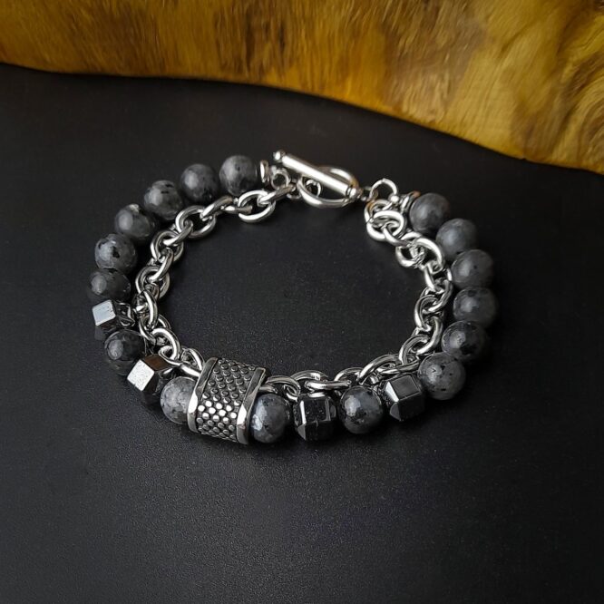 Jasper & Hematite Beaded Chain Bracelet – Me1731