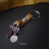 Me1750 – Brown Genuine Leather with Amethyst Stones Star Keychain