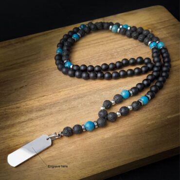 Me1778- Turquoise Stone & Frosted Glass Beads Necklace